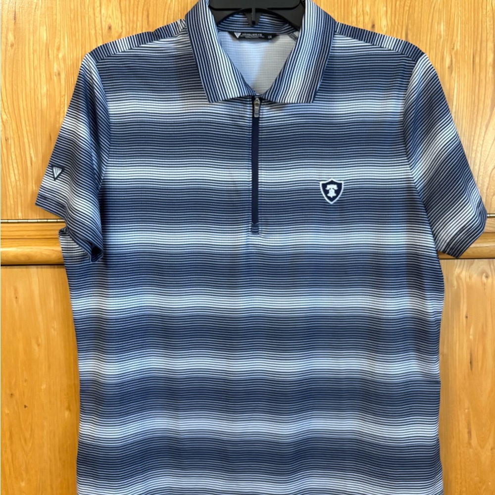 Women’s Blue and White Striped LevelWear Golf Polo Shirt